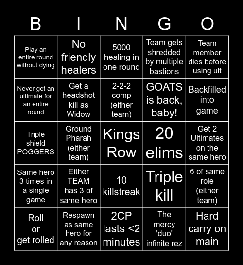 Mystery Heroes Bingo Card