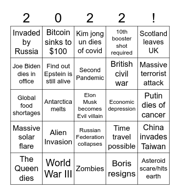 2022 Bingo Card