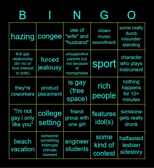 BL  Drama Bingo (stream version) Bingo Card