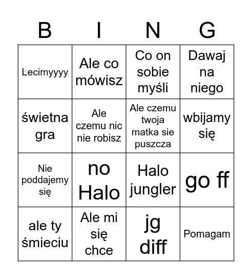 Marcin Bingo Card