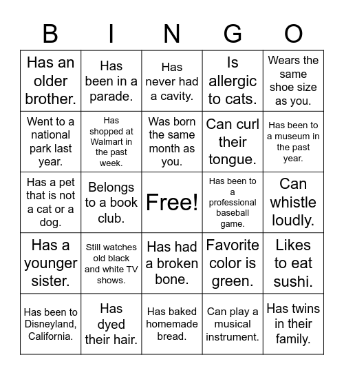 Banquet Bingo Card