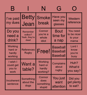 England Bingo Card