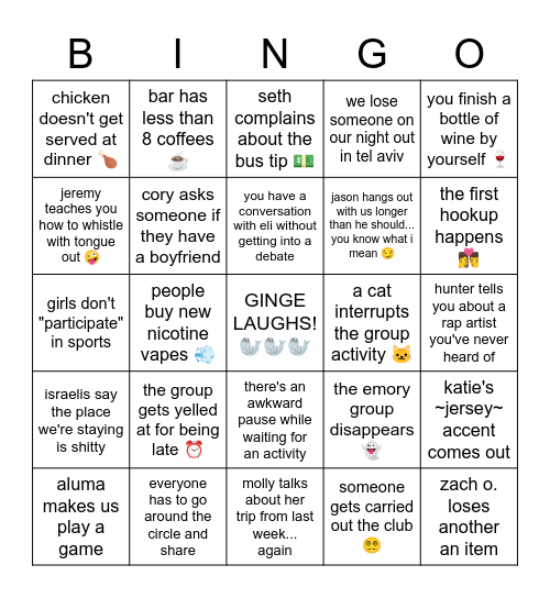 birthright bingo 🇮🇱 Bingo Card