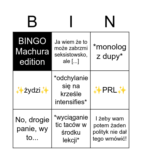 Machura bingo Card