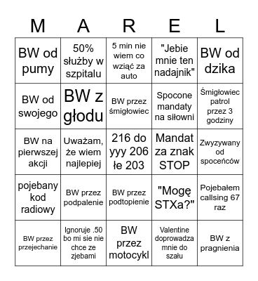 Bingo Marcel Bingo Card