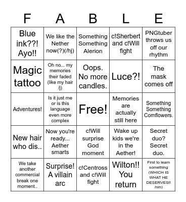Fable SMP(Will edition) Bingo Card