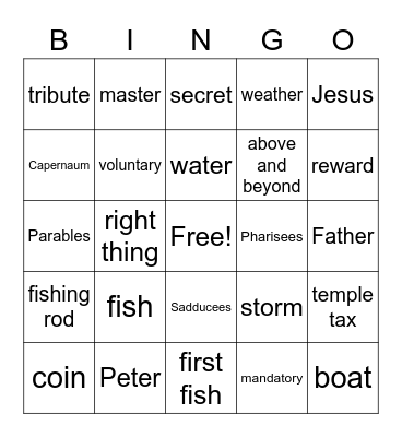 Fish with a Coin Bingo Card