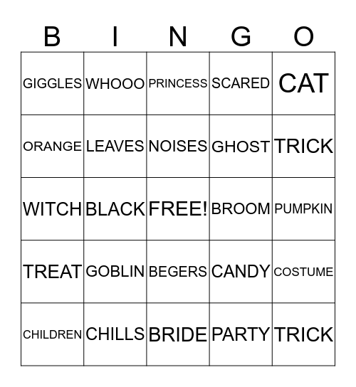 OCTOBER Bingo Card