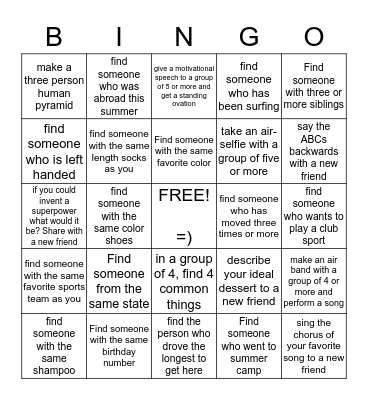 Slivka Skyclub Bingo Card