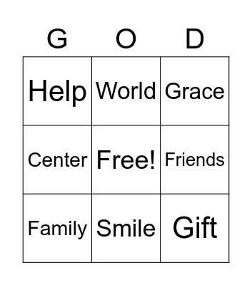 Serving God Bingo Card