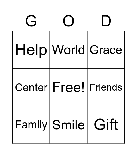 Serving God Bingo Card