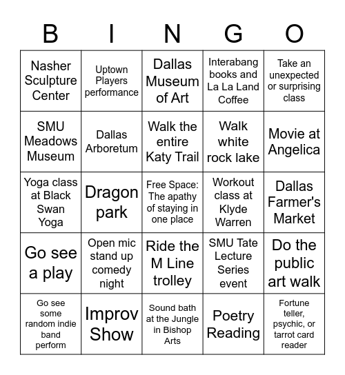 What Would It Mean to Love Dallas? Bingo Card