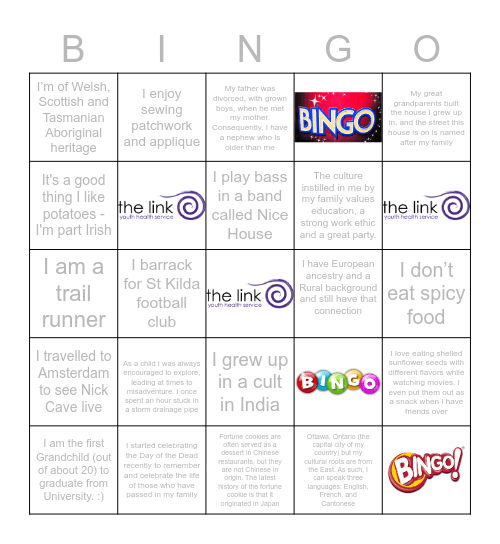 The Link Bingo Card