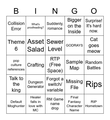 RPG Maker Bingo Card