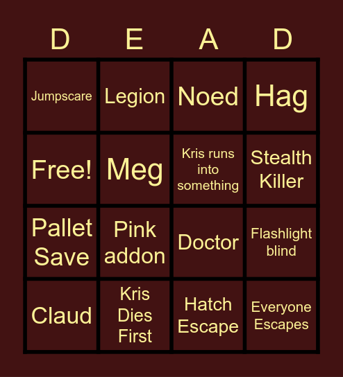 DBD Bingo Card 2 Bingo Card