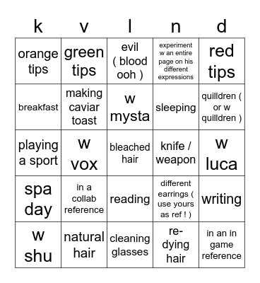 eek ebloob Bingo Card