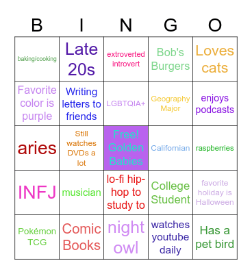 Tyler Bingo Card