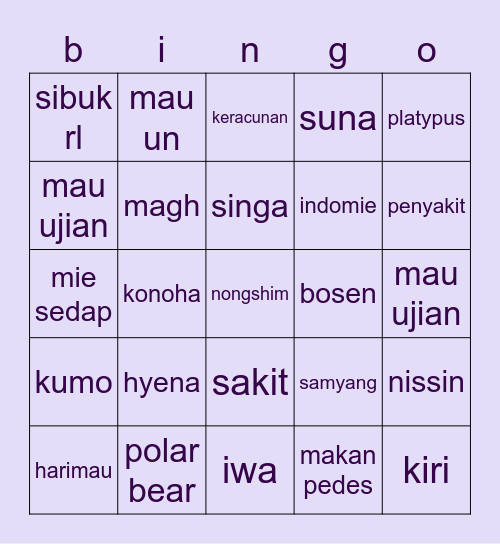 hee's Bingo Card