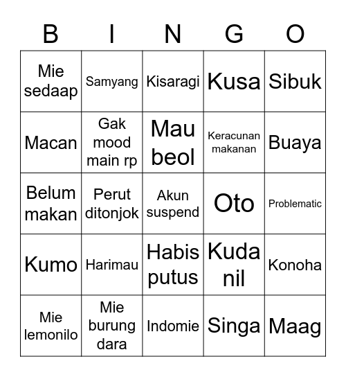 Hyunsik Bingo Card