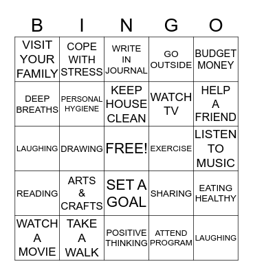 INDEPENDENT LIVING SKILLS Bingo Card