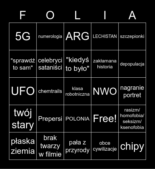Foliarskie Bingo Card
