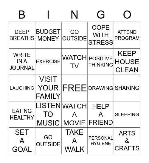 INDEPENDENT LIVING SKILLS Bingo Card