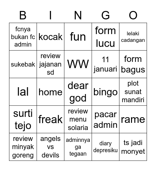 jongwon mino Bingo Card