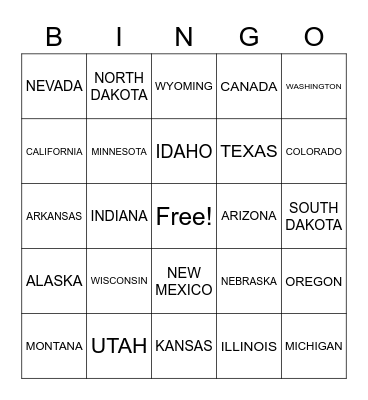 LICENSE PLATE BINGO Card