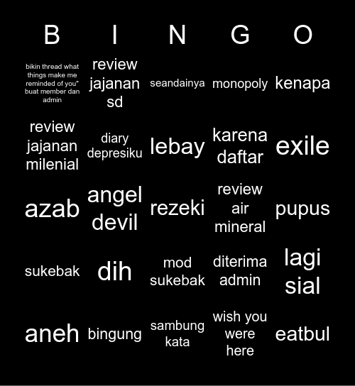 la’s & sen’s Bingo Card