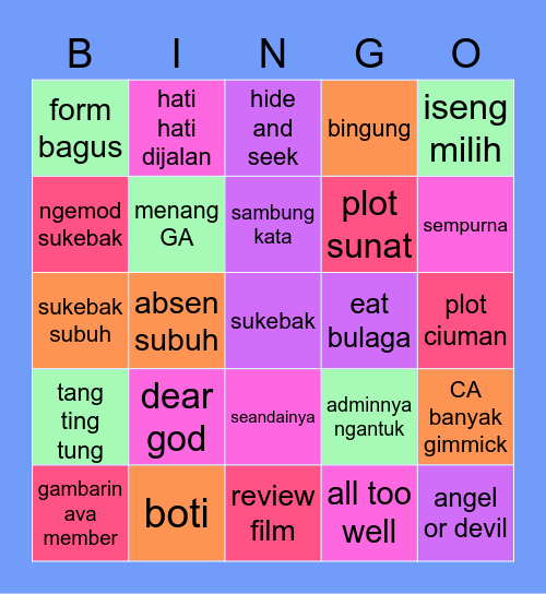 JINHWAN X KARINA Bingo Card