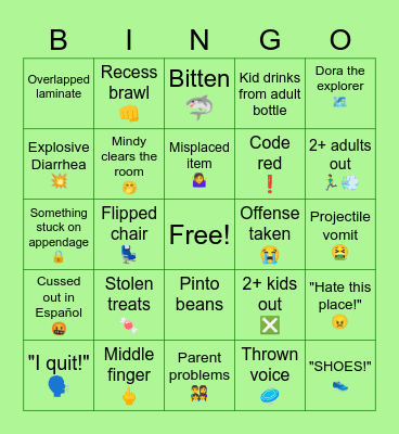 Classroom Bingo Card