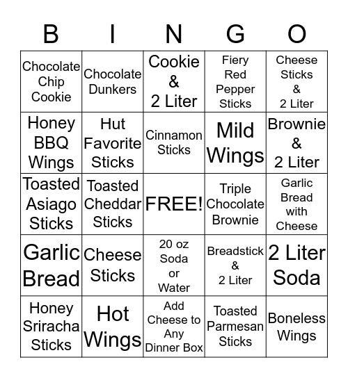 Hut Lover's Bingo Card