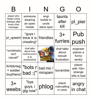 Uncletopia Bingo Card
