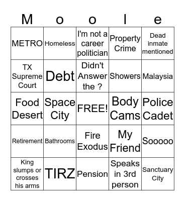 Debate Morass Bingo Card