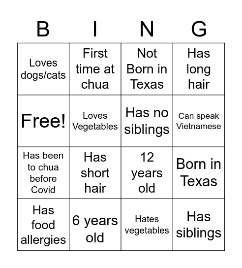 OV Bingo! Bingo Card