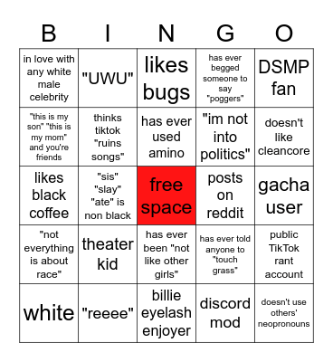 actual red flag bingo Card