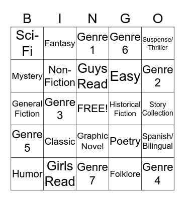 Genre Bingo Card