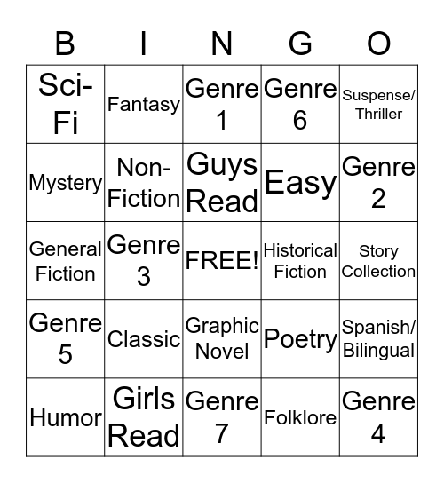 Genre Bingo Card