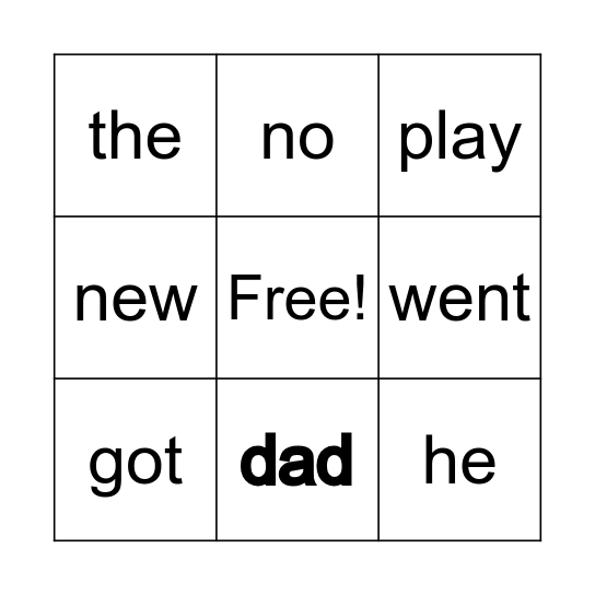 New Trainers Bingo Card