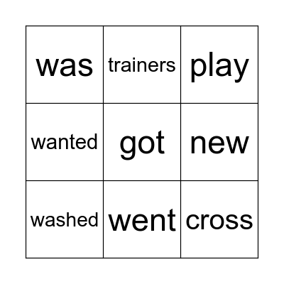 New Trainers Bingo Card
