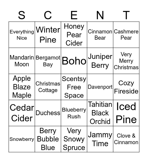 Scentsational Bingo Card