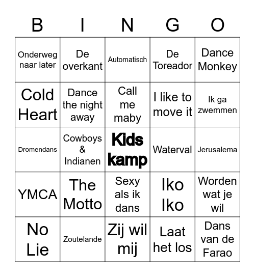kidskamp 2022 Bingo Card
