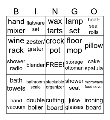 Anna's Bridal Shower Bingo Card