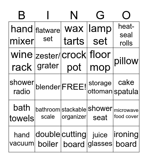 Anna's Bridal Shower Bingo Card