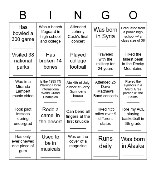 Guess the Colleague Bingo Card