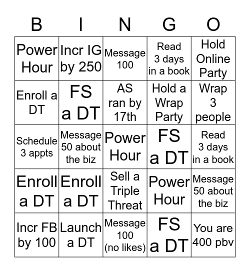 IT'S YOUR TIME Bingo Card