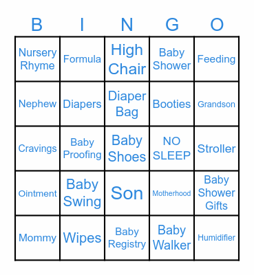 Tricia's Baby Shower Bingo Card
