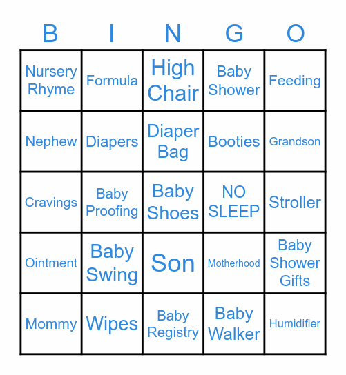 Tricia's Baby Shower Bingo Card