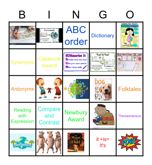 1st Grade Library Bingo Review Bingo Card