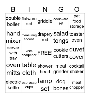 Anna's Bridal Shower Bingo Card